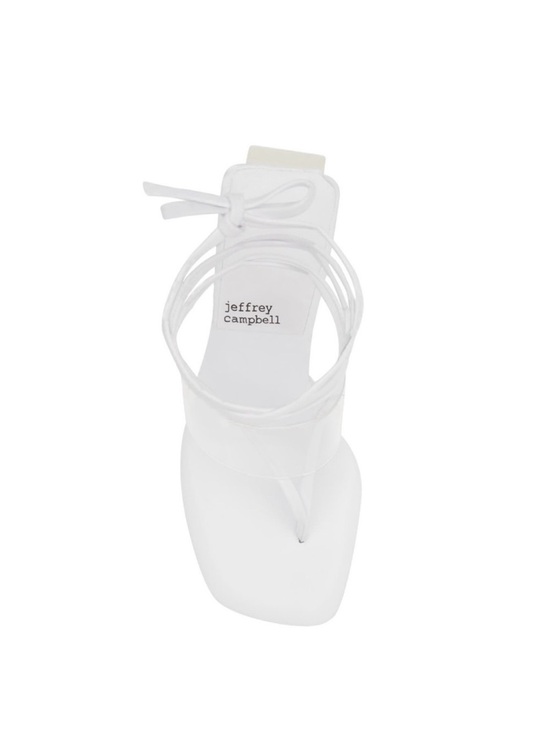 Jeffrey Campbell Shoes - Jeffrey Campbell White Strappy Toe-Loop Wrap Sandal